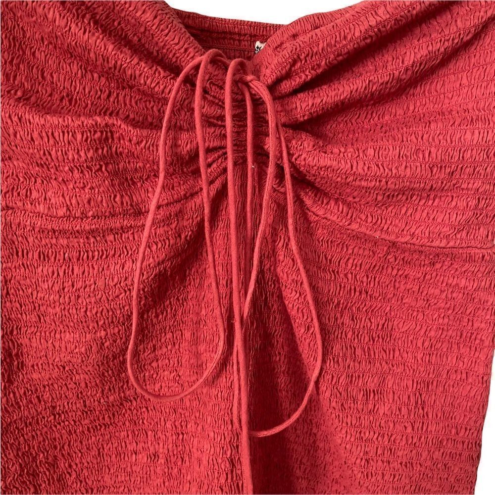 Free People Intimately Shirred Smocked Mini Halter Dress in Rust Orange Size S - Picture 5 of 13